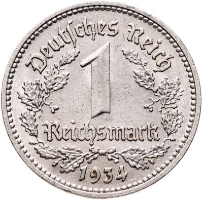 купить Германия, Третий рейх 1 рейхсмарка 1934 D
