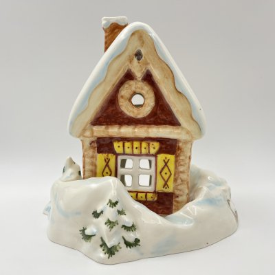купить Подсвечник "Домик" по модели автора Д.И. Нефедьева, Конаковский фаянсовый завод, фаянс, роспись, Российская Федерация, 2010-2020 гг.