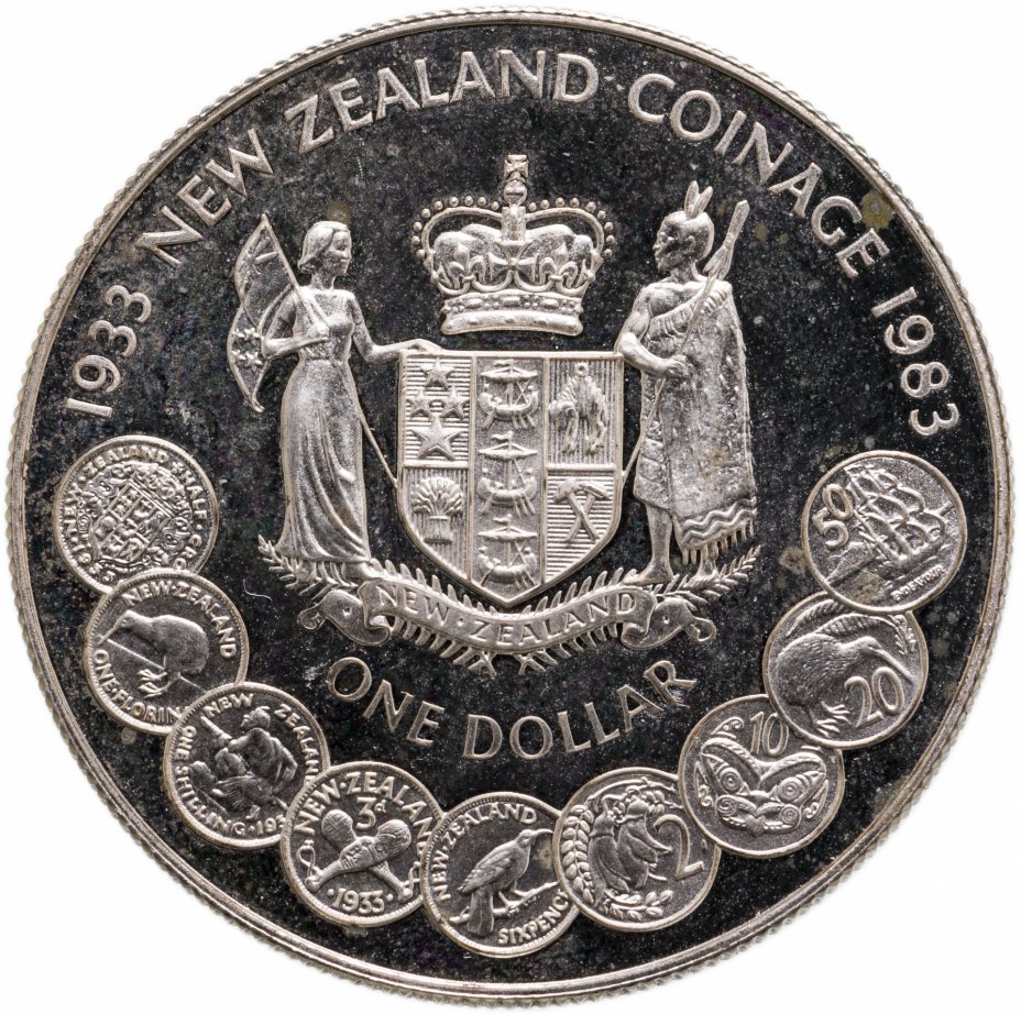 купить Новая Зеландия 1 доллар (dollar) 1983  50 лет чеканке монет Новой Зеландии