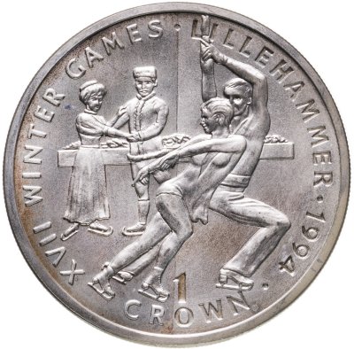 купить Гибралтар 1 крона (crown) 1993 XVII Зимние олимпийские игры, Лиллехаммер 1994 - Фигурное катание