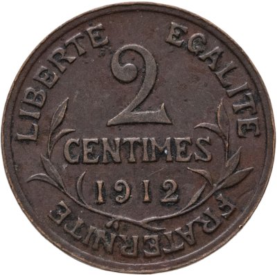 купить Франция 2 сантима (centimes) 1912