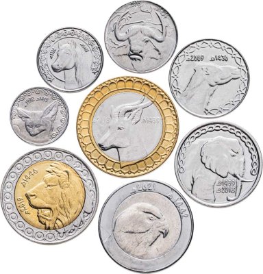 купить Алжир, набор (8 шт) 1/4, 1/2 ,1 , 2, 5, 10, 20, 50 динаров 1992-2021 Фауна