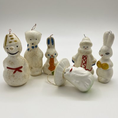 купить Набор из шести ёлочных игрушек, пенопласт, росписи, СССР, 1970-1990 гг.