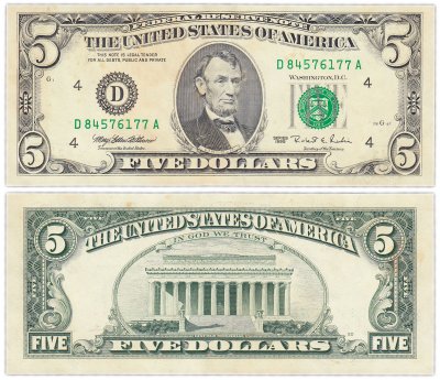 купить США 5 долларов 1995 (Pick 498) D-Кливленд "FW" (Fort Worth)