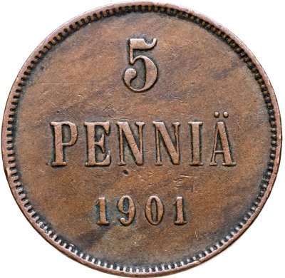 купить 5 пенни (pennia) 1901 Российская Финляндия