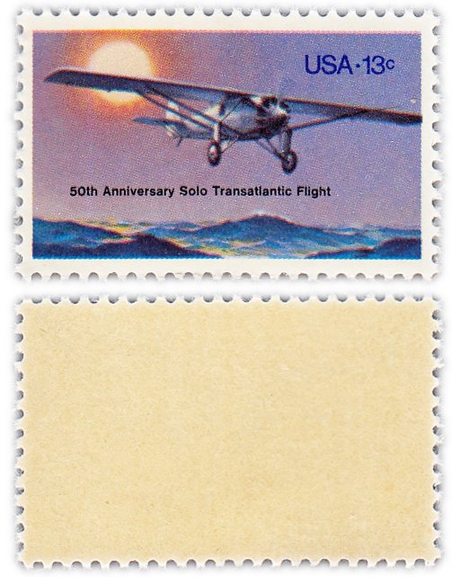 купить США 13 центов 1977 "50 лет со дня первого одиночного трансатлантического перелёта"