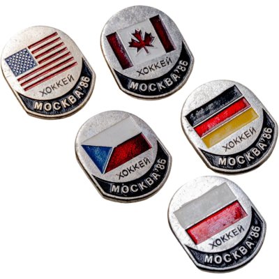 купить Комплект значков Чемпионата мира по хоккею 1986 г. СССР, 1980-е гг.