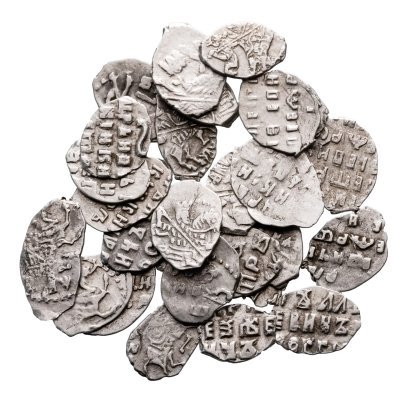 купить Серебряная копейка Петра I 1697-1716 гг (случайный год)