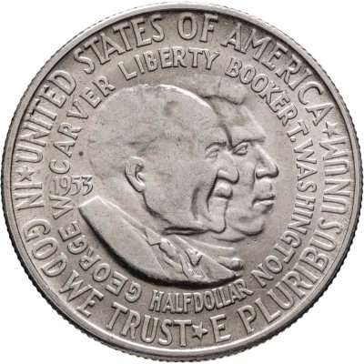 купить США 50 центов (1/2 доллара, half dollar) 1953 "Джордж Вашингтон Карвер и Букер Талиафер Вашингтон" Знак монетного двора: "S" - Сан-Франциско
