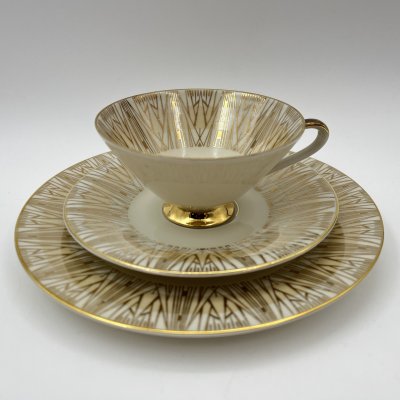 купить Трио чайное с геометрическим декором, фарфор, деколь, золочение, Zeh Scherzer, Германия, 1950-1970 гг.
