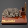 Купить Набор письменный "Лежащий лев" в комплекте с ручками (4 шт.), дерево, метал, гипс, крашение, СССР, 1970-1981 гг.