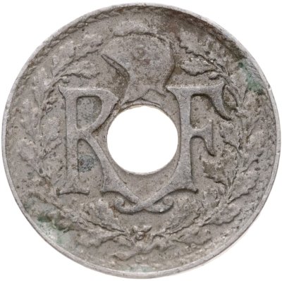 купить Франция 5 сантимов (centimes) 1937 Новый тип: Отверстие в центре