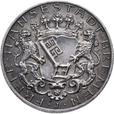 купить Германская империя, Бремен 2 марки 1904 Знак монетного двора "J" - Гамбург
