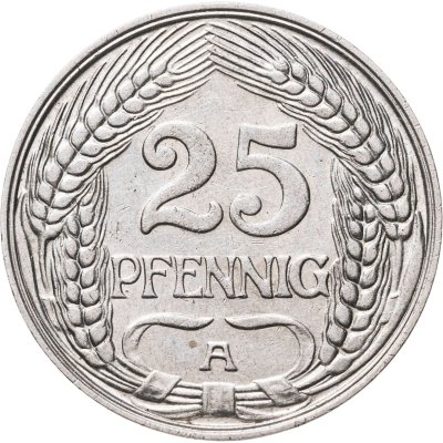 купить Германия 25 пфеннигов (pfennig) 1910 A