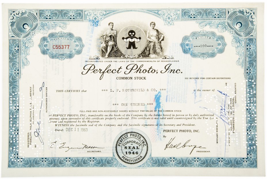 купить Акция США Perfect Photo, Inc. 1963- 1965 гг.
