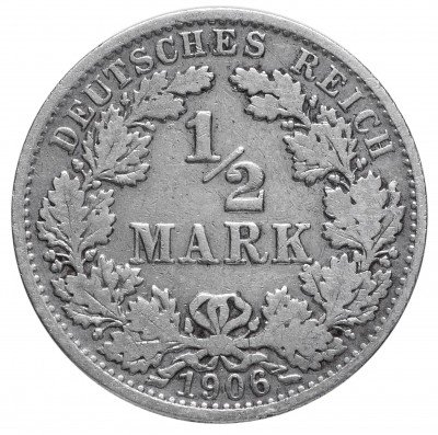 Купить Германия 1/2 рейх марки 1906 "А"