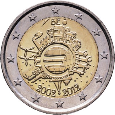купить Бельгия 2 евро (euro) 2012 "10 лет наличному обращению евро"