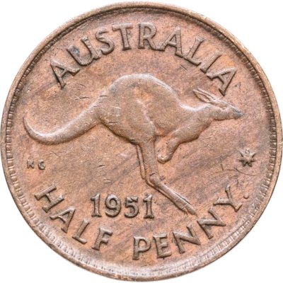 купить Австралия 1/2 пенни (penny) 1951 Точка после "PENNY"