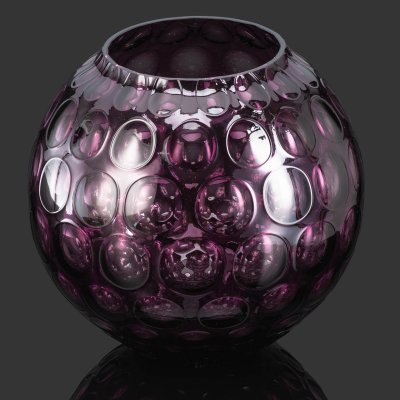купить Ваза округлой формы аметистового оттенка с декором в виде линз из коллекции "Nemo", стекло, Egermann, Чехия, 1990-2000 гг.