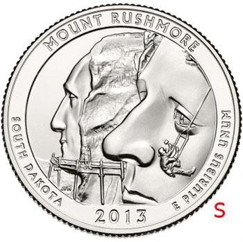 купить США 25 центов (квотер) 2013 S — Национальный мемориал Маунт-Рашмор