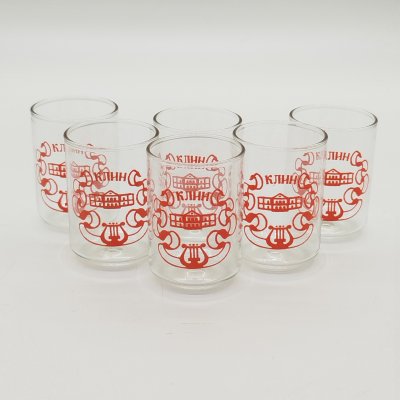 купить Набор из 6-ти сувенирных стопок "Клин" в оригинальной коробке, стекло, деколь, картон, печать, СССР, 1970-1990 гг.