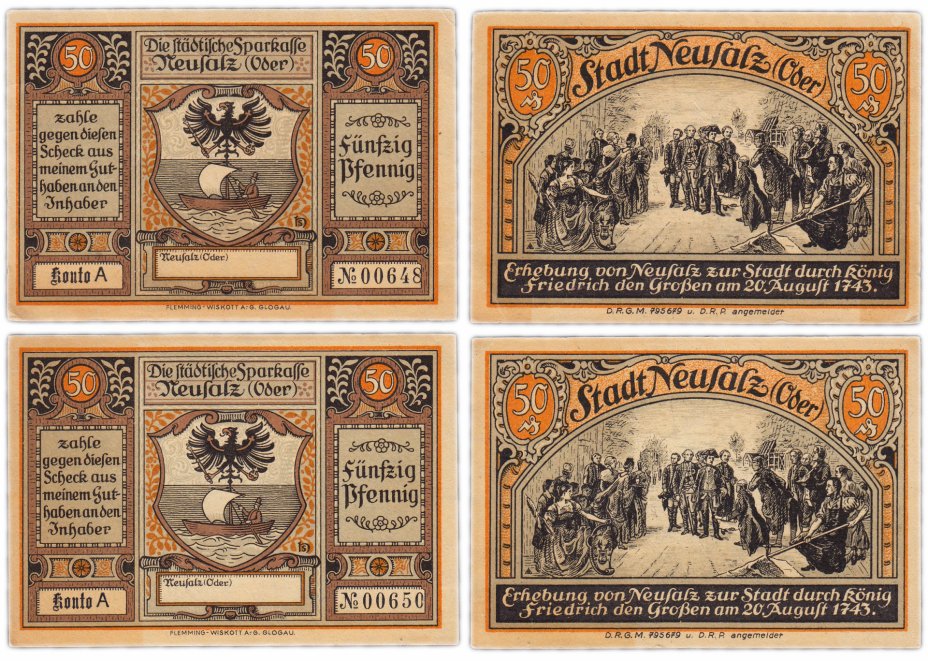 купить Германия (Силезия: Нойсальц-на-Одере) набор из 2-х нотгельдов 1921