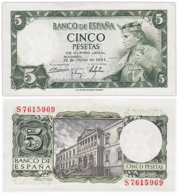 купить Испания 5 песет 1954 (Pick 146)