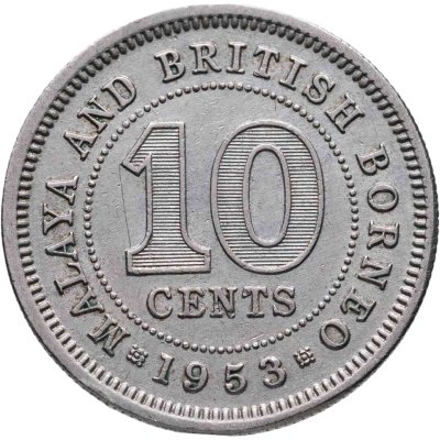 купить Малайя и Британское Борнео 10 центов (cents) 1953