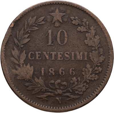 купить Италия 10 чентезимо (centesimi) 1866