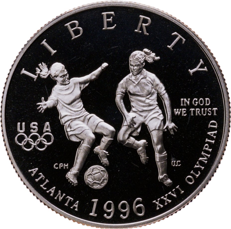 Купить США 1/2 доллара 1996 S "XXVI летние Олимпийские Игры, Атланта 1996 - Футбол"