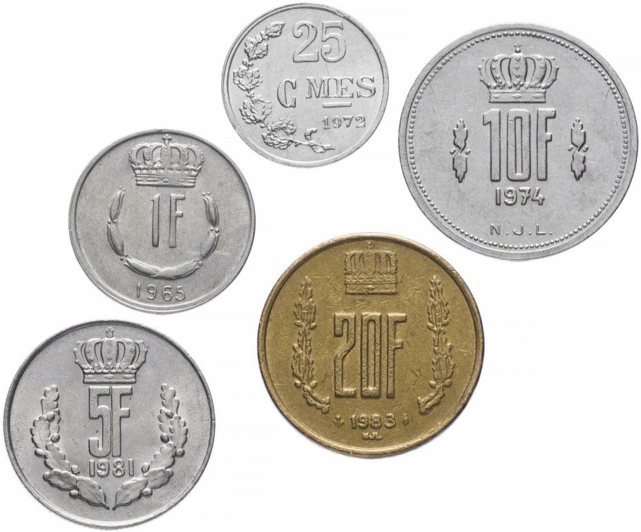 купить Люксембург набор монет 1965-1984 (5 штук)
