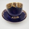Купить Пара чайная "Золотой фриз", фарфор, крытье кобальтом, Ленинградский фарфоровый завод (ЛФЗ), СССР, 1960-1970 гг.