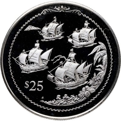 купить Британские Виргинские острова 25 долларов (dollar) 1992 "500 лет Открытию Нового Света. Четыре парусных корабля"
