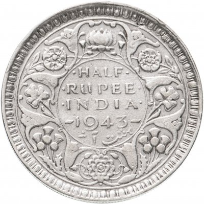Купить Индия 1/2 рупии 1943