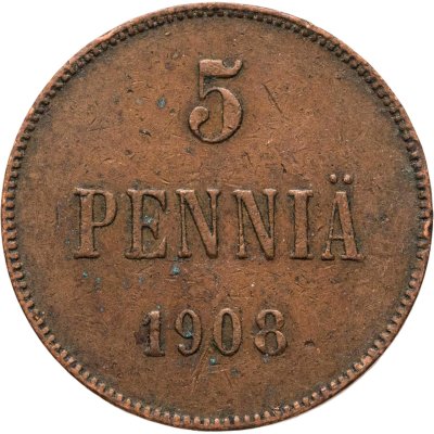 купить 5 пенни (pennia) 1908 Российская Финляндия
