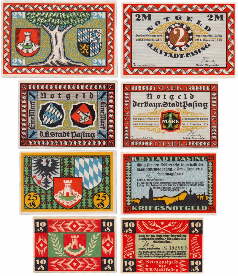 купить Германия (Бавария: Пазинг) набор из 4-х нотгельдов 1918