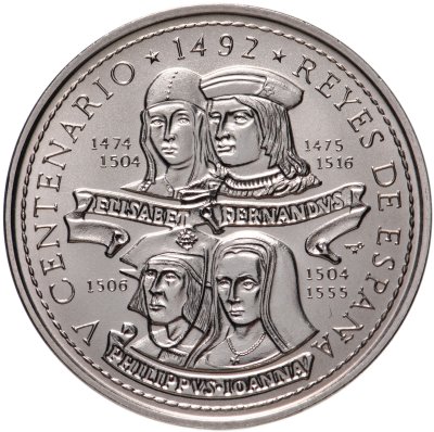 купить Куба 1 песо (peso) 1992 Короли Испании - Фердинанд V и Изабелла I, Хуана I и Филипп I