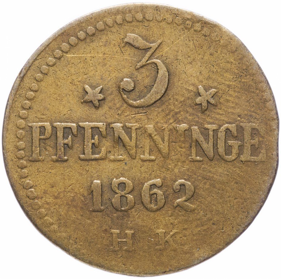 купить Германия, город Росток 3 пфеннинга 1862