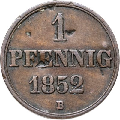 купить Германия, Королевство Ганновер, 1 пфенниг 1852 В