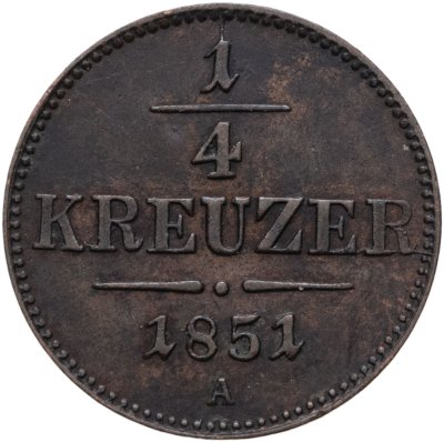 купить Австрия 1/4 крейцера 1851, знак монетного двора "A" - Вена
