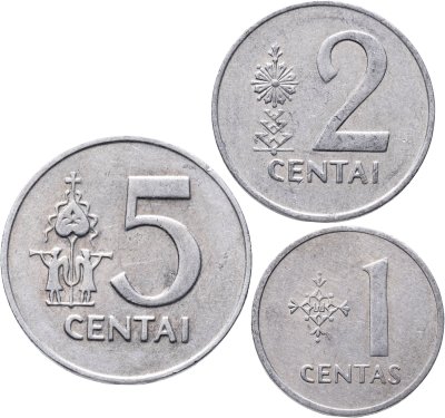 купить Литва набор из 3 монет 1, 2, 5 центов 1991