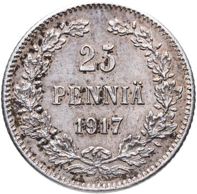 купить 25 пенни (pennia) 1917 S гербовый орел без короны Российская Финляндия