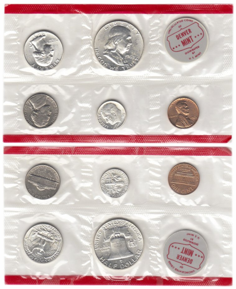 купить США годовой набор 1963 D (5 монет + жетон)