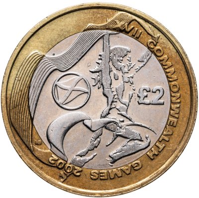 купить Великобритания 2 фунта (pounds) 2002 "XVII Игры Федерации Содружества наций - флаг Шотландии"