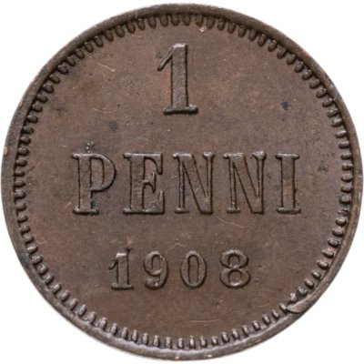 купить 1 пенни (penny) 1908, монета для Финляндии