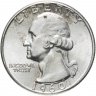 Купить США 25 центов (квотер, 1/4 доллара, quarter dollar) 1960 Washington Quarter (Вашингтон) без знака монетного двора