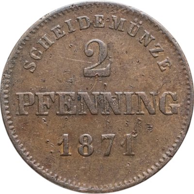 купить Германия, Бавария 2 пфеннига 1871