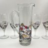 Купить Кувшин с комплектом бокалов на 4 персоны с витражным декором, стекло, роспись, Европа, 1990-2010 гг.