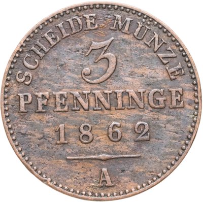 купить Германия, Пруссия 3 пфеннига 1862