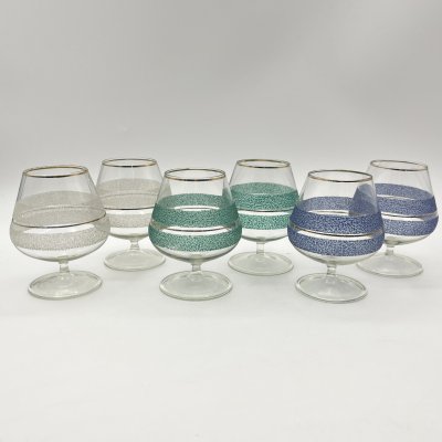 купить Набор из 6-ти рюмок (бокалов), декорированных разноцветными полосками, стекло, золочение, ГДР, 1960-1980 гг.